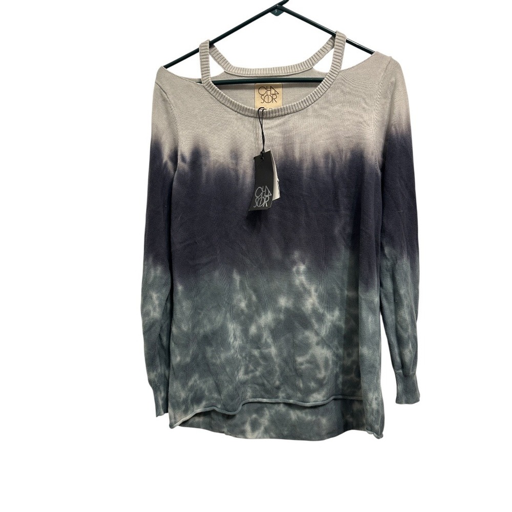 CHASOR‎ Ombre Cold Shoulder Long Sleeve Knit Top, Size L